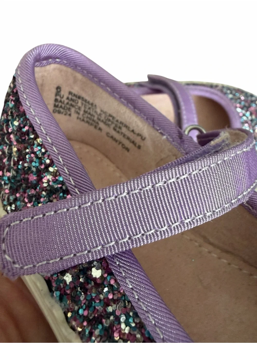 Harper Canyon Girls' Purple Multi Glitter Pearlla Play Mary Jane Size 6